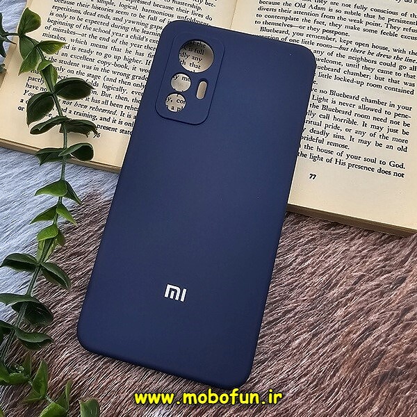 قاب گوشی Xiaomi 12 Lite شیائومی سیلیکونی اورجینال پاک کنی درجه یک زیربسته سرمه ای محافظ لنز دار کد 161