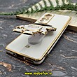 قاب گوشی Xiaomi 12 - Xiaomi 12X شیائومی طرح ژله ای فضانورد مای کیس گلد لاین دور طلایی محافظ لنز دار سفید کد 103