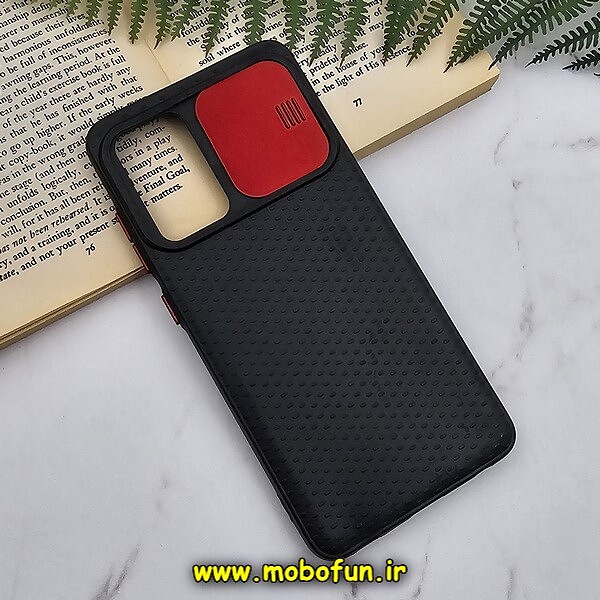 قاب گوشی Galaxy A52 - Galaxy A52S سامسونگ ژله ای TPU محافظ لنز دار کشویی مشکی قرمز کد 1290