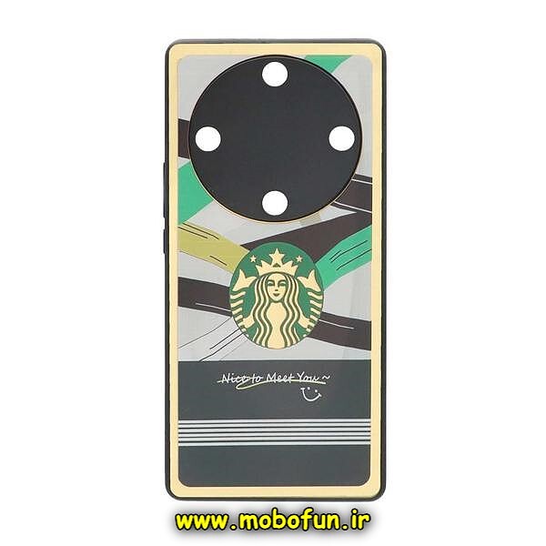 قاب گوشی Honor X9A آنر پشت گلس سرامیکی طلاکوب استارباکس STARBUCKS محافظ لنزدار کد 118