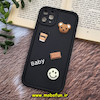 قاب گوشی iPhone 11 Pro Max آیفون طرح سیلیکونی ژله ای سه بعدی برجسته عروسکی COFFEE Baby محافظ لنز دار مشکی کد 677