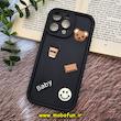 قاب گوشی iPhone 14 Pro Max آیفون طرح سیلیکونی ژله ای سه بعدی برجسته عروسکی COFFEE Baby محافظ لنز دار مشکی کد 280