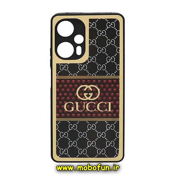 قاب گوشی Poco F5 شیائومی پشت گلس سرامیکی طلاکوب گوچی GUCCI محافظ لنزدار کد 31