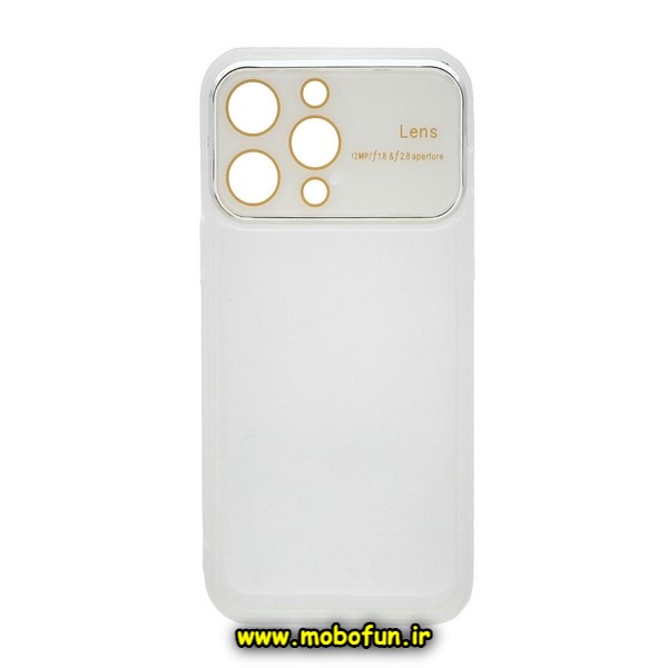 قاب گوشی iPhone 15 Pro Max آیفون طرح الکتروپلیتینگ شفاف اورجینال Camera Lens محافظ لنز دار سفید کد 18