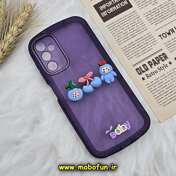 قاب گوشی Galaxy A14 4G - Galaxy A14 5G سامسونگ طرح ژله ای شفاف بالشتی سه بعدی عروسکی محافظ لنز دار بنفش کد 720