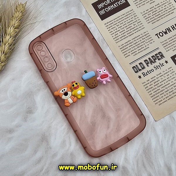 قاب گوشی Galaxy A20S سامسونگ طرح ژله ای شفاف بالشتی سه بعدی عروسکی محافظ لنز دار گلبهی کد 675