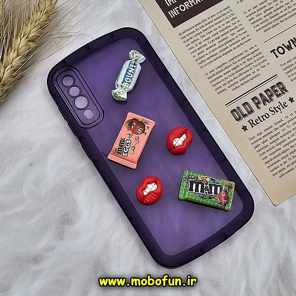 قاب گوشی Galaxy A30S - Galaxy A50S - Galaxy A50 سامسونگ طرح ژله ای شفاف بالشتی سه بعدی عروسکی محافظ لنز دار بنفش کد 1128