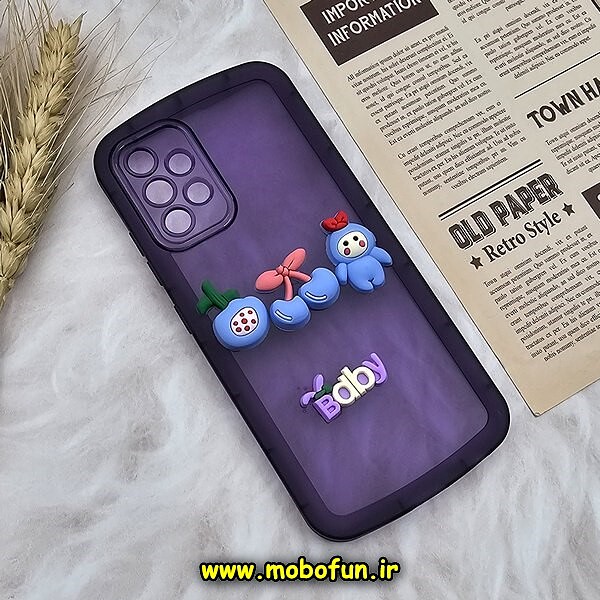 قاب گوشی Galaxy A32 4G سامسونگ طرح ژله ای شفاف بالشتی سه بعدی عروسکی محافظ لنز دار بنفش کد 1087