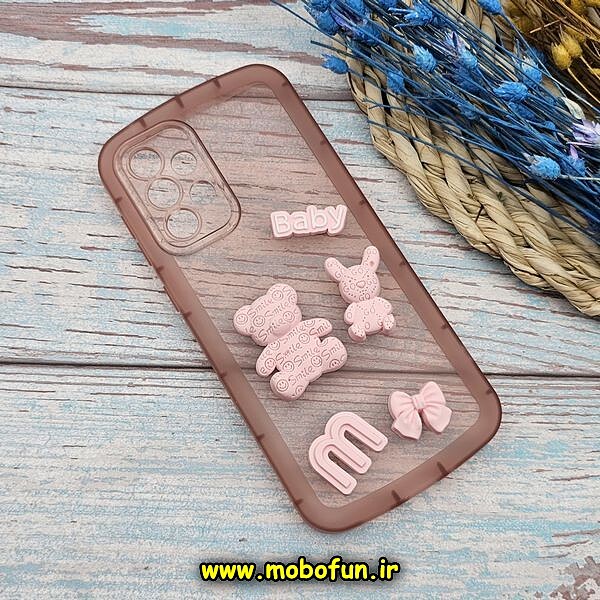 قاب گوشی Galaxy A33 5G سامسونگ طرح ژله ای شفاف بالشتی سه بعدی عروسکی محافظ لنز دار گلبهی کد 635