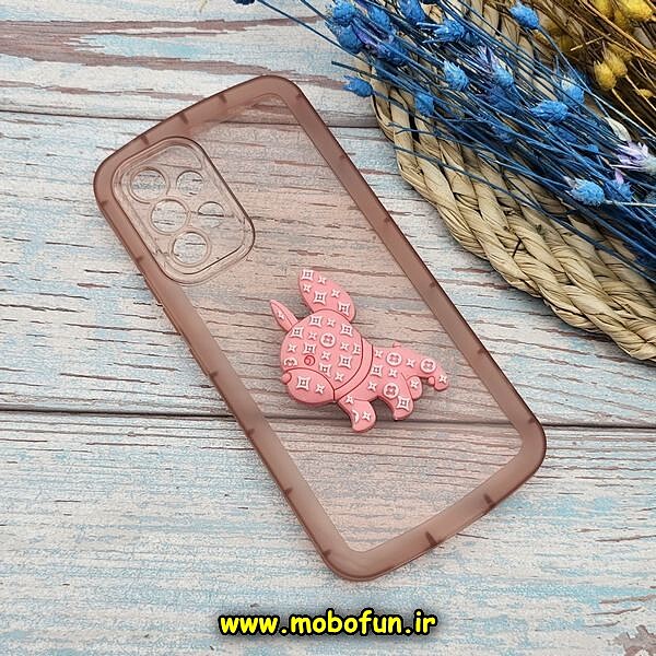 قاب گوشی Galaxy A33 5G سامسونگ طرح ژله ای شفاف بالشتی سه بعدی عروسکی محافظ لنز دار گلبهی کد 636