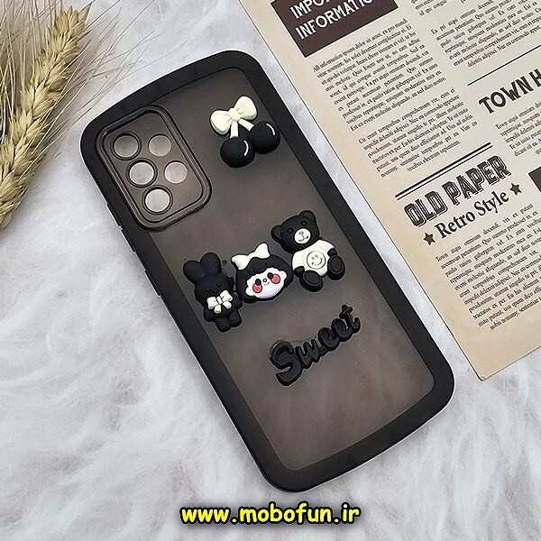 قاب گوشی Galaxy A52 4G - Galaxy A52 5G - Galaxy A52s سامسونگ طرح ژله ای شفاف بالشتی سه بعدی عروسکی محافظ لنز دار مشکی کد 1297