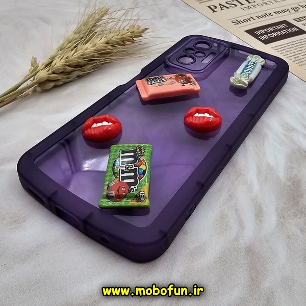 قاب گوشی Redmi Note 10 Pro - Redmi Note 10 Pro Max شیائومی طرح ژله ای شفاف بالشتی سه بعدی عروسکی محافظ لنز دار بنفش کد 803