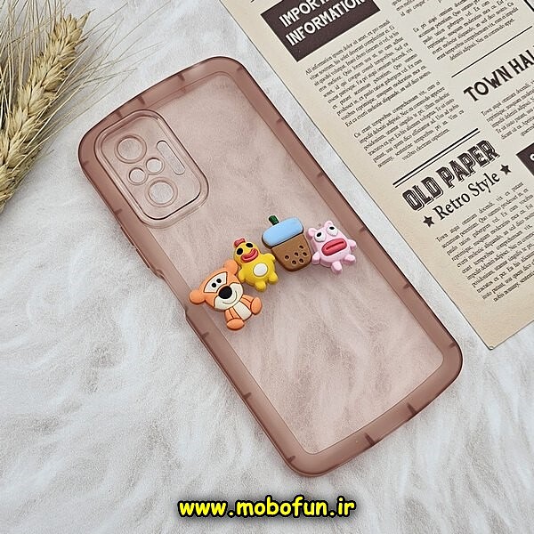 قاب گوشی Redmi Note 10 Pro - Redmi Note 10 Pro Max شیائومی طرح ژله ای شفاف بالشتی سه بعدی عروسکی محافظ لنز دار گلبهی کد 804