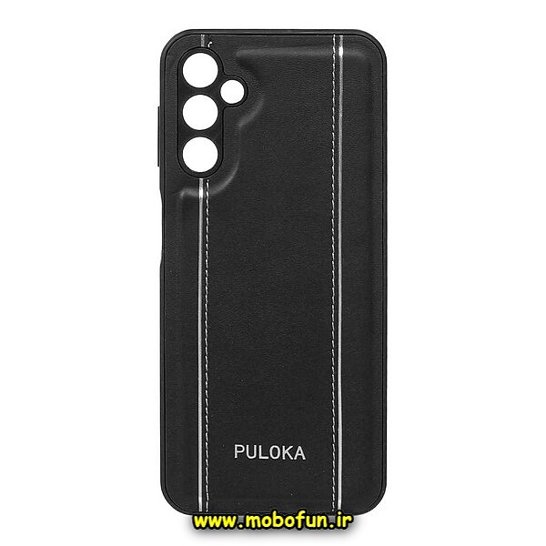 قاب گوشی Galaxy A14 4G - Galaxy A14 5G سامسونگ اورجینال PULOKA پولوکا NEW CASE طرح چرمی دوخت دار HARD محافظ لنز دار مشکی کد 725