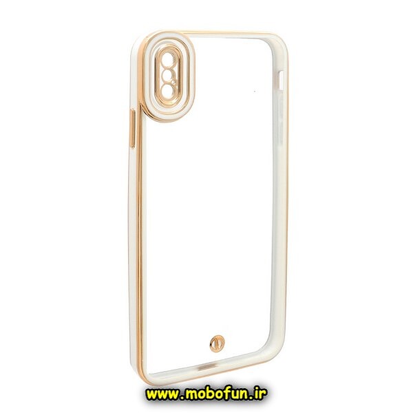 قاب گوشی iPhone XS Max آیفون طرح الکتروپلیتینگ ژله ای شفاف محافظ لنز دار سفید کد 262