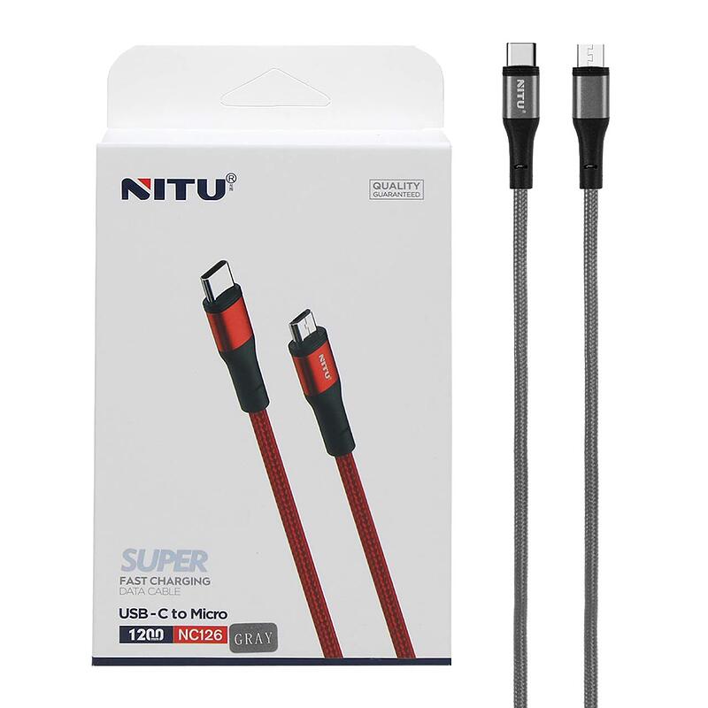 کابل شارژ Type-C به Micro USB پاوربانک فست برند NITU مدل NC126 طول 120 سانتی متر