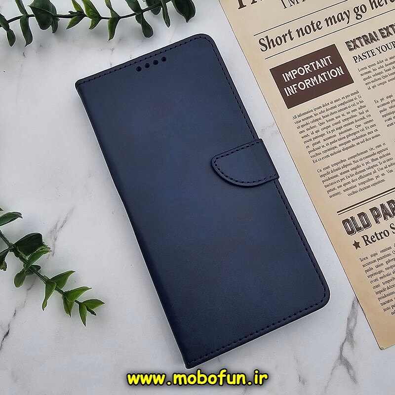 کیف گوشی Galaxy A14 4G - Galaxy A14 5G سامسونگ مگنتی طرح چرم کتابی محافظ لنزدار سرمه ای کد 752