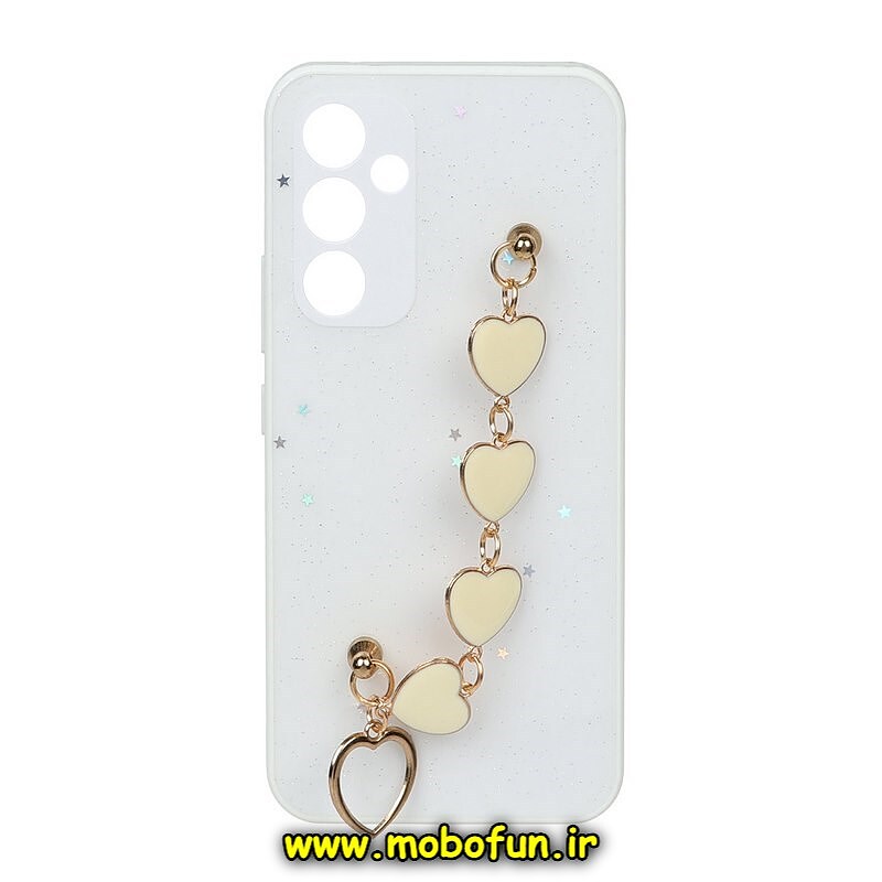 قاب گوشی Galaxy A54 5G سامسونگ طرح رزینی ماربل قلبی دستبندی رنگی محافظ لنزدار سفید کد 775