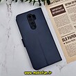 کیف گوشی Redmi Note 8 Pro شیائومی مگنتی طرح چرم کتابی محافظ لنزدار سرمه ای کد 846