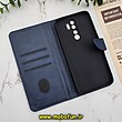 کیف گوشی Redmi Note 8 Pro شیائومی مگنتی طرح چرم کتابی محافظ لنزدار سرمه ای کد 846