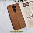 کیف گوشی Redmi Note 8 Pro شیائومی مگنتی طرح چرم کتابی محافظ لنزدار عسلی کد 847