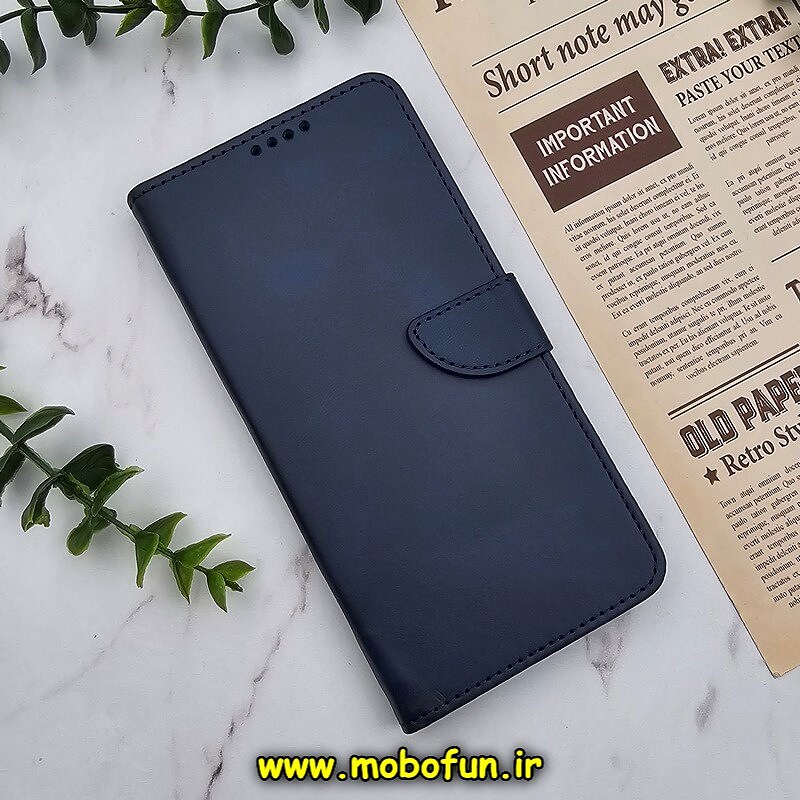 کیف گوشی Redmi Note 11 Pro 4G Global - Redmi Note 11 Pro 5G Global - Redmi Note 11E Pro 5G - Redmi Note 12 Pro 4G شیائومی مگنتی طرح چرم کتابی محافظ لنزدار سرمه ای کد 963