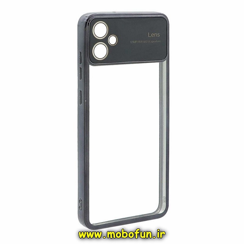 قاب گوشی Galaxy A05 سامسونگ طرح الکتروپلیتینگ ژله ای شفاف اورجینال Camera Lens محافظ لنز دار مشکی کد 36