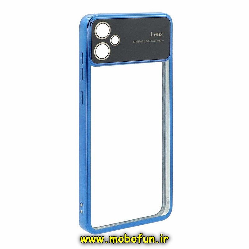 قاب گوشی Galaxy A05 سامسونگ طرح الکتروپلیتینگ ژله ای شفاف اورجینال Camera Lens محافظ لنز دار آبی کد 37