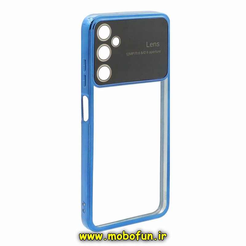 قاب گوشی Galaxy A05S سامسونگ طرح الکتروپلیتینگ ژله ای شفاف اورجینال Camera Lens محافظ لنز دار آبی کد 31