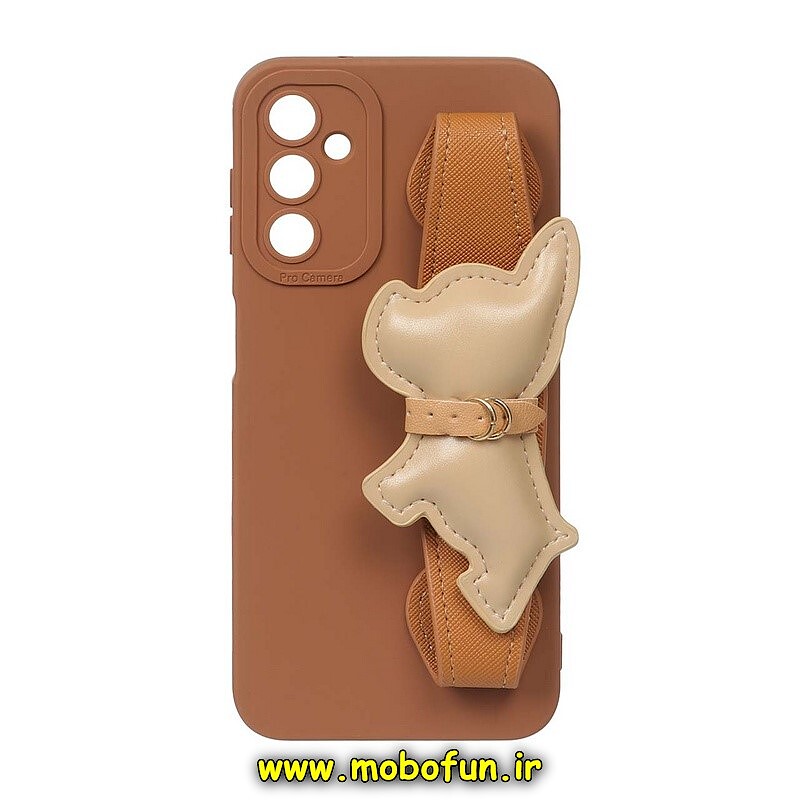 قاب گوشی Galaxy A14 4G - Galaxy A14 5G سامسونگ طرح لاکچری دستبندی چرمی سگ بولداگ عسلی محافظ لنز دار کد 784