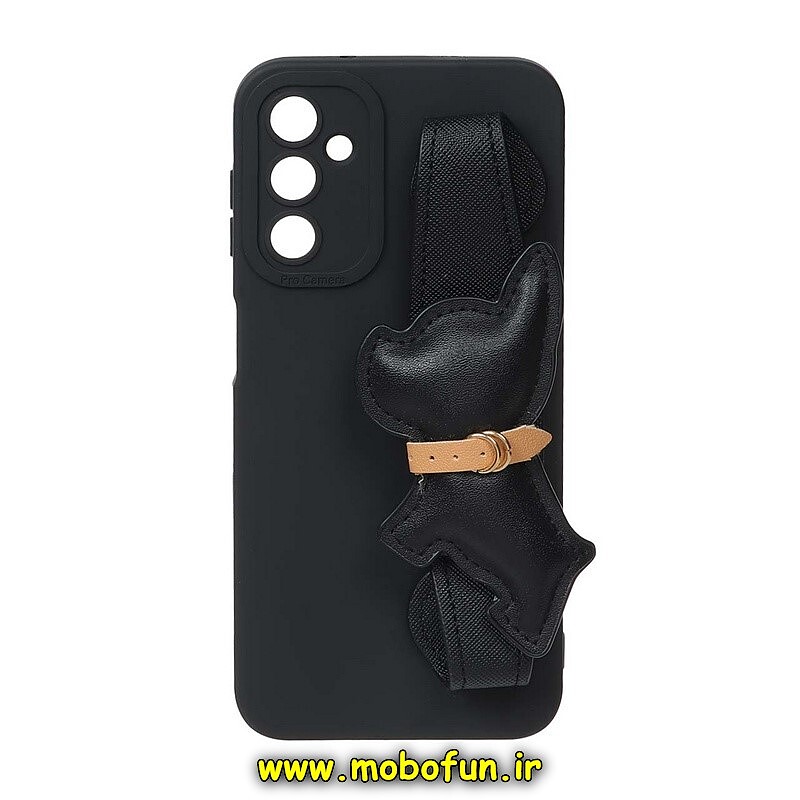 قاب گوشی Galaxy A14 4G - Galaxy A14 5G سامسونگ طرح لاکچری دستبندی چرمی سگ بولداگ مشکی محافظ لنز دار کد 785