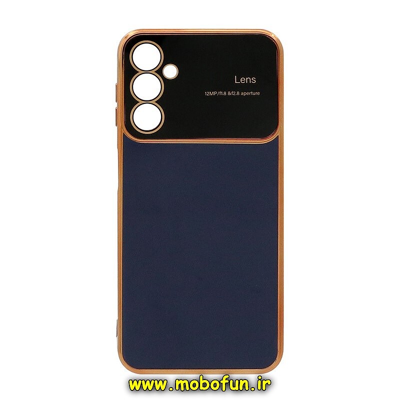 قاب گوشی Galaxy A14 4G - Galaxy A14 5G سامسونگ طرح ژله ای مای کیس گلد لاین اورجینال Camera Lens دور طلایی محافظ لنز دار سرمه ای کد 792