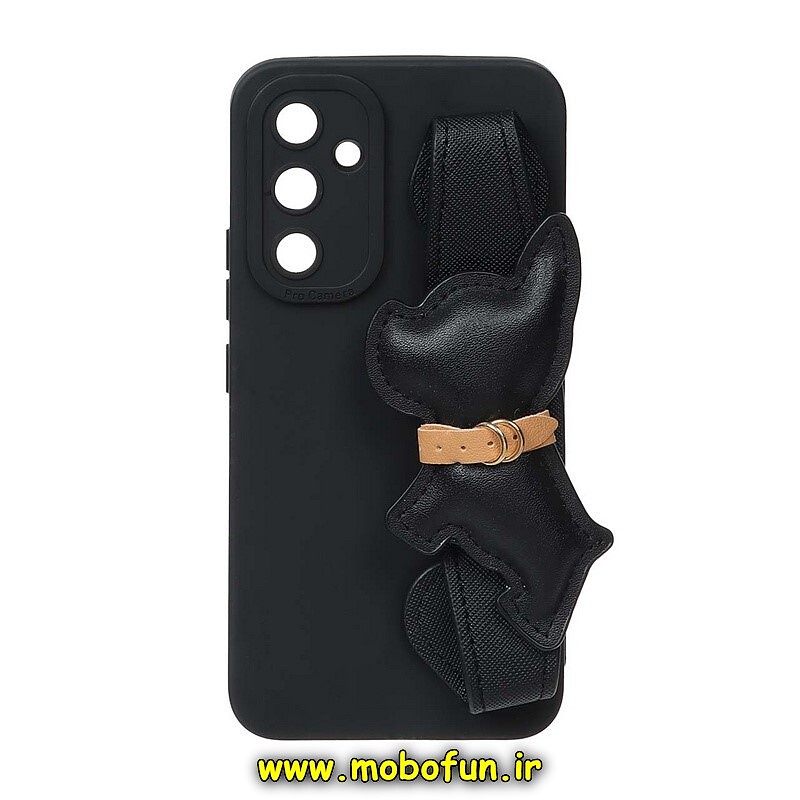 قاب گوشی Galaxy A54 سامسونگ طرح لاکچری دستبندی چرمی سگ بولداگ مشکی محافظ لنز دار کد 818