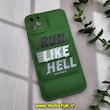 قاب گوشی iPhone 11 Pro Max آیفون سیلیکون ژله ای پافر PC زیر بسته محافظ لنز دار اسپرت RUN LIKE HELL سبز کد 687