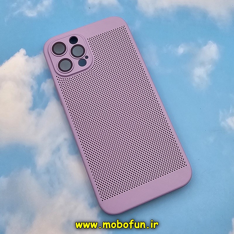 قاب گوشی iPhone 12 Pro آیفون طرح توری ساده Q SERIES محافظ لنزدار گلسی یاسی کد 887