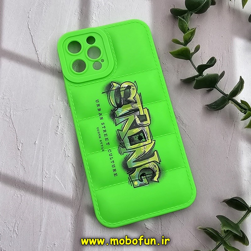 قاب گوشی iPhone 12 Pro آیفون سیلیکون ژله ای پافر PC زیر بسته محافظ لنز دار STRONG سبز فسفری کد 893