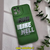 قاب گوشی iPhone 12 Pro Max آیفون سیلیکون ژله ای پافر PC زیر بسته محافظ لنز دار اسپرت RUN LIKE HELL سبز کد 782