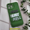 قاب گوشی iPhone 13 Pro Max آیفون سیلیکون ژله ای پافر PC زیر بسته محافظ لنز دار اسپرت RUN LIKE HELL سبز کد 681