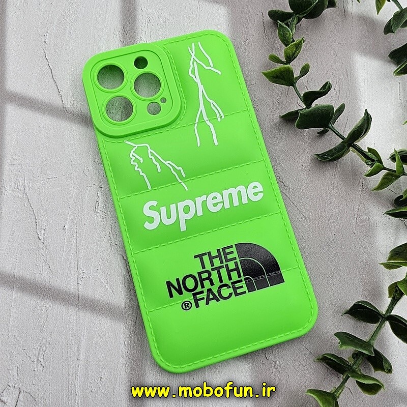 قاب گوشی iPhone 13 Pro Max آیفون سیلیکون ژله ای پافر PC زیر بسته محافظ لنز دار اسپرت سبز فسفری کد 684