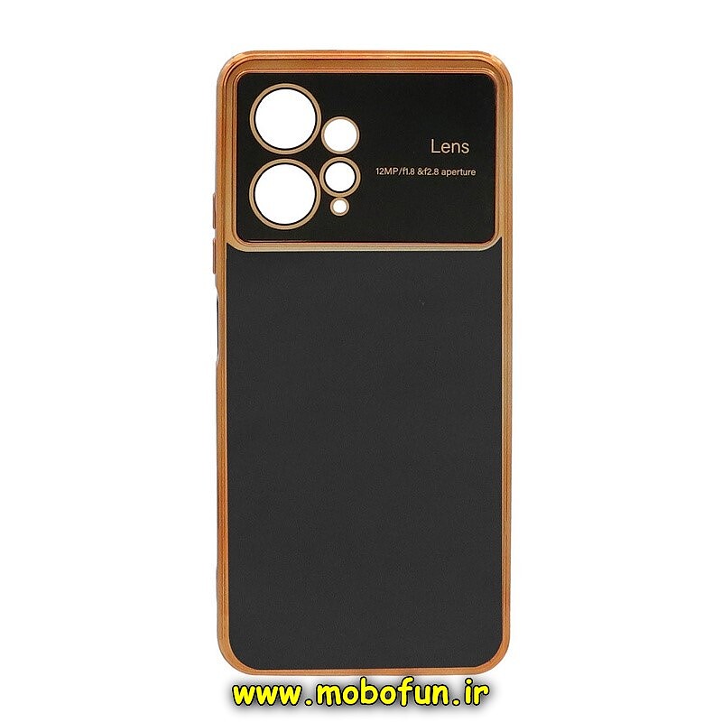 قاب گوشی Redmi Note 12 4G شیائومی طرح ژله ای مای کیس گلد لاین اورجینال Camera Lens دور طلایی محافظ لنز دار مشکی کد 488