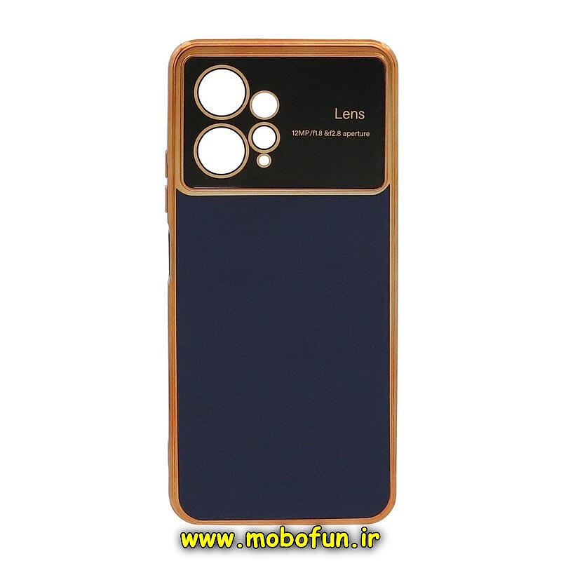 قاب گوشی Redmi Note 12 4G شیائومی طرح ژله ای مای کیس گلد لاین اورجینال Camera Lens دور طلایی محافظ لنز دار سرمه ای کد 489