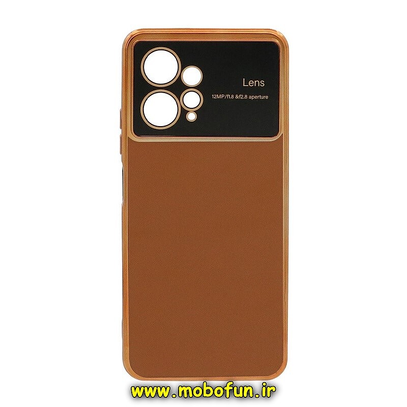 قاب گوشی Redmi Note 12 4G شیائومی طرح ژله ای مای کیس گلد لاین اورجینال Camera Lens دور طلایی محافظ لنز دار عسلی کد 490