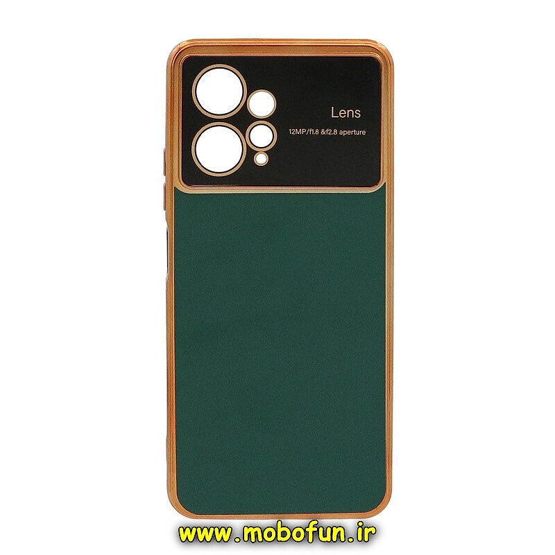 قاب گوشی Redmi Note 12 4G شیائومی طرح ژله ای مای کیس گلد لاین اورجینال Camera Lens دور طلایی محافظ لنز دار سبز کد 491
