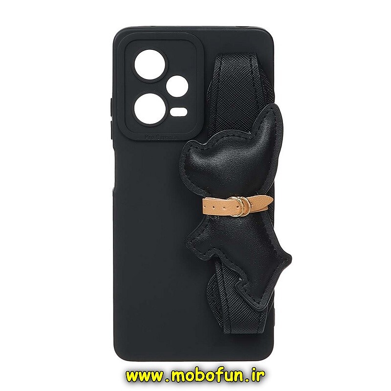 قاب گوشی Redmi Note 12 Pro 5G شیائومی طرح لاکچری دستبندی چرمی سگ بولداگ مشکی محافظ لنز دار کد 159