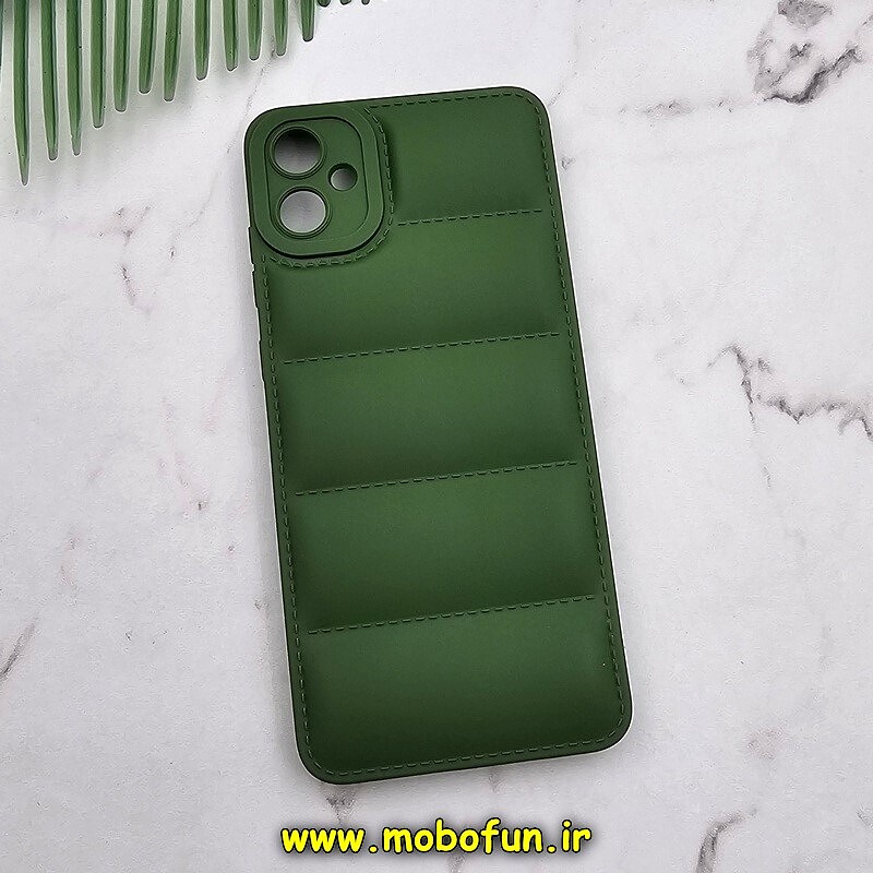 قاب گوشی Galaxy A05 سامسونگ سیلیکون ژله ای پافر PC زیر بسته محافظ لنز دار سبز کد 49