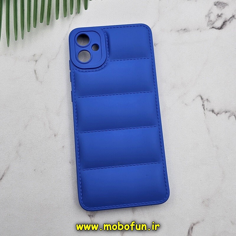 قاب گوشی Galaxy A05 سامسونگ سیلیکون ژله ای پافر PC زیر بسته محافظ لنز دار آبی کاربنی کد 50