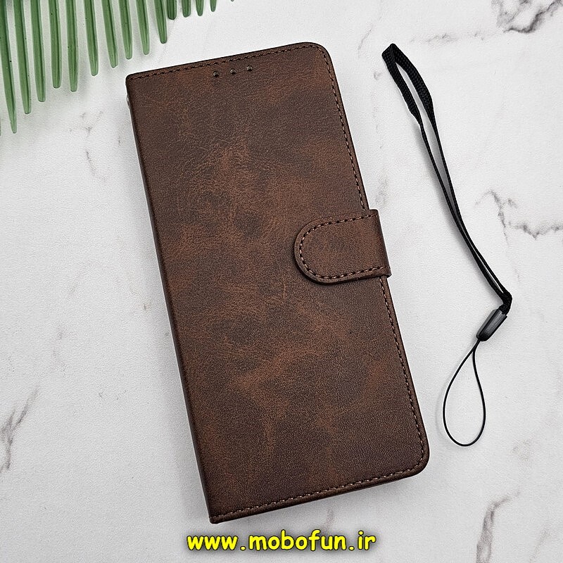کیف گوشی Galaxy A12 - Galaxy M12 سامسونگ مگنتی طرح چرم کتابی قهوه ای کد 1552