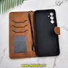 کیف گوشی Galaxy A34 5G سامسونگ مگنتی طرح چرم کتابی محافظ لنزدار عسلی کد 611