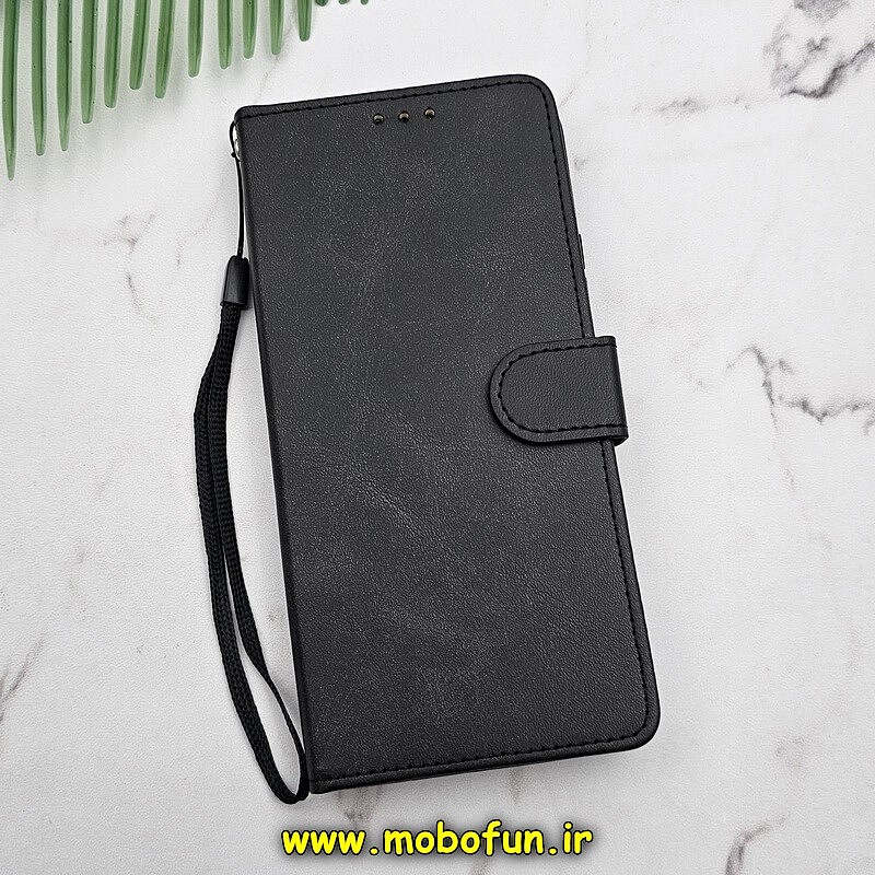 کیف گوشی Galaxy A34 5G سامسونگ مگنتی طرح چرم کتابی محافظ لنزدار مشکی کد 614