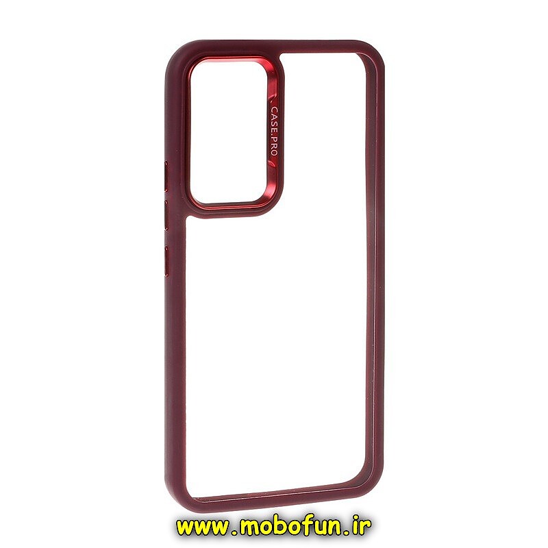 قاب گوشی Galaxy A54 5G سامسونگ اورجینال متال کیس Metal اورجینال CASE PRO طرح پشت طلق شفاف دور سیلیکونی زرشکی کد 825